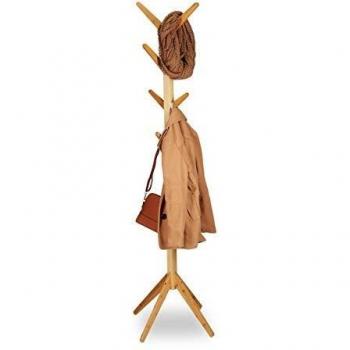 Perchero de Pie en Forma de Árbol Moderno, Madera de Bambú Natural, 8 Colgadores, Dimensiones: 179 x 40,5 x 40,5 cm