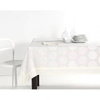 ES-TELA - Mantel jacquard con aplique GIJÓN color Crema - 155x155 cm. - Incluye servilletas - 50% Algodón / 50% Poliéster