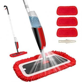 Fixget Mopa Fregona, Mopa con Pulverizador, Mopas de Limpieza Suelos Spray Mop Microfibra con 3 la Almohadilla Reutilizable y 1 Botella para Laminado, Teja, Suelo de Madera