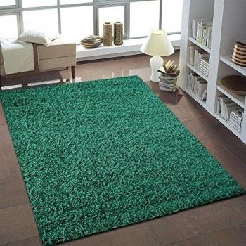 Alfombra de pelo largo pelo largo Shaggy Monótono Uni Emerald Varios Tamaños Top Oferta, polipropileno, 160 cm_x_230 cm