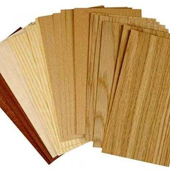 Hojas de Madera Fina Surtidas, 12x22 cm, Grosor 0,75 mm, Haya, Roble y Caoba, Paquete de 30 Hojas