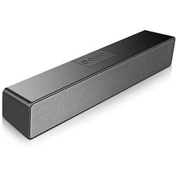SAKOBS Barra de sonido para PC, 20 W, Bluetooth 5.0, altavoz portátil para PC, portátil, TV, con 16 horas de tiempo de reproducción, sonido estéreo, micrófono, entrada auxiliar de 3,5 mm y TF, DS5101