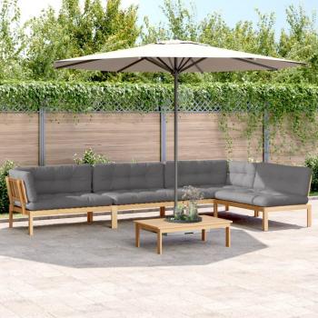 5-Piece Acacia Wood Garden Pallet Sofa Set with Cushions