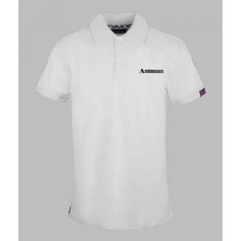 Aquascutum Men's Boxed Logo White Polo Shirt - Size Small
