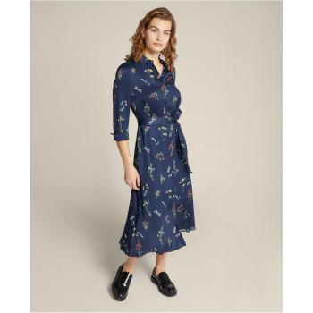 Elena Miró - Vestido camisero en tejido satinado con estampado herbario de viscosa ECOVERO™