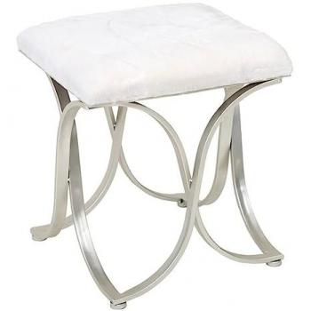 Banqueta de metal plateado tapizada 41x41x47 cm