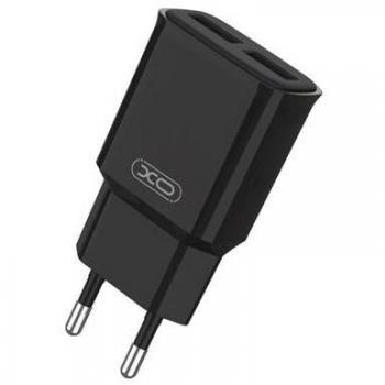 XO L92C Cargador de Corriente 2.4A 2xUSB con Protección contra Cortocircuito y Sobrecargas - Color Negro