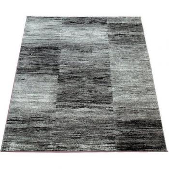 Alfombra de Diseño Moderna para el Salón en Velour Corto a Cuadros Mezclados en Marrón, Gris y Negro, 70x140 cm