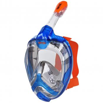 SEAC Magica, Máscara De Buceo Completa Anti Vaho Válvula Purga Unisex Adulto, Azul/naranja, S M