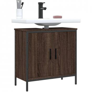 Mueble para lavabo de baño Roble Marrón 60x30x60cm madera multicapa