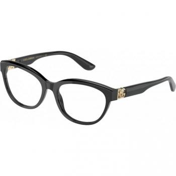 Dolce & Gabbana DG3342 Cat Eye Eyewear for Women, Color: Black, Size: 55 MM