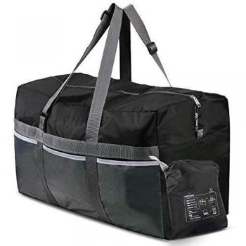 REDCAMP Foldable Travel Bag, 75L Large Sports Bag, Packable Duffle Bag, Lightweight Waterproof Duffel Holdall Bag for Men Women, Black