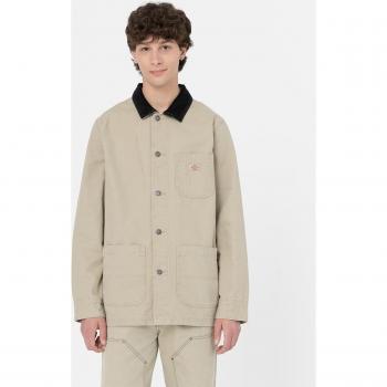 Dickies Abrigo Duck Summer Chore Beige con características de tejido duradero, diseño clásico de trabajo, múltiples bolsillos, cierre frontal y estilo informal