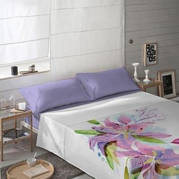 NATURALS Juego De Sábanas Lily Flowers Blanco / Lila Cama 135