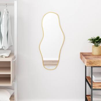 Espejo de pared dorado 80x35 cm decorativo para dormitorio, salón, tocador y baño, color dorado