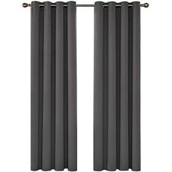 Cortinas Termicas Aislantes Dormitorio Decoración Ventanas para Habitacion Moderna con Ojales 2 Piezas Gris Claro