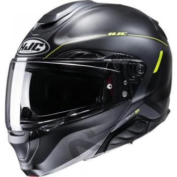 HJC RPHA 91 Combust Casco Modular Ligero Carbono Aramida - Resistente a Impactos, Negro Amarillo (M)