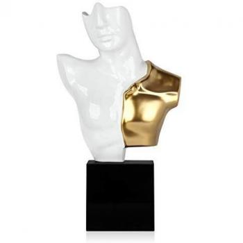 Escultura de Resina 'Busto de Guerrero' - Color Blanco