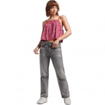 Camiseta Sin Mangas Vintage con Adornos Superdry para Mujer - Rojo Paisley, Talla L
