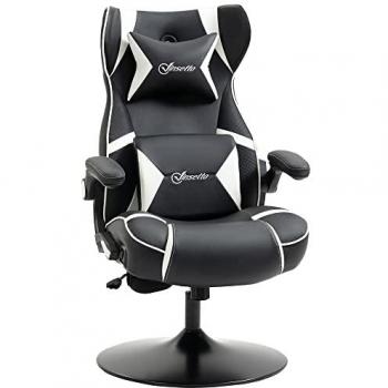 Silla Gaming Vinsetto Ergonomica con Altavoces, Función Mecedora, Soporte Lumbar y Cuello, Regulable en Altura, Piel Sintética, 69 x 73 x 118 cm