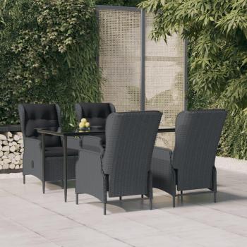 5 Piece Dark Gray Poly Rattan Garden Dining Set