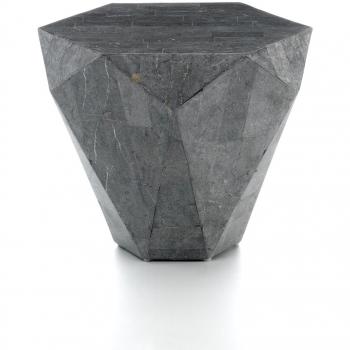 Mesa Auxiliar Moderna en Piedra Fósil Gris (60 x 60 x 50h)