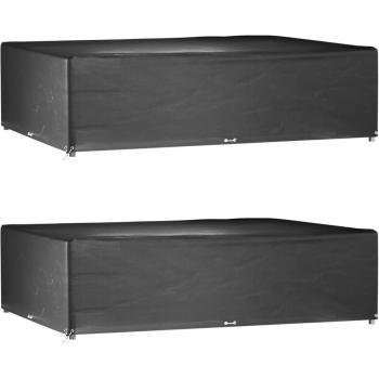 Cubierta de muebles de jardín 2 piezas 16 ojales rectangular 300x200x75 cm Negra