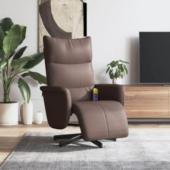 Sillón reclinable de masaje con reposapiés de cuero sintético en color marrón, gris y capuchino - vidaXL