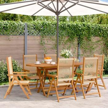 Sillas de jardín reclinables de madera maciza de acacia beige - 6 piezas