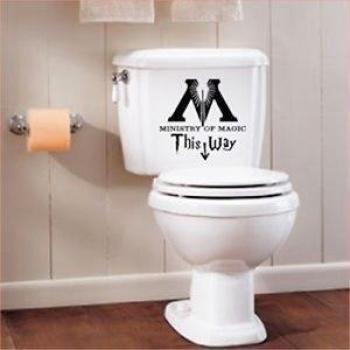 Vinilo adhesivo para váter, diseño de Harry Potter con inscripción en inglés Ministry of Magic, 25 cm, color negro