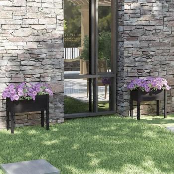 Solid Pinewood Garden Planters - 2 pcs Black 70x31x70 cm