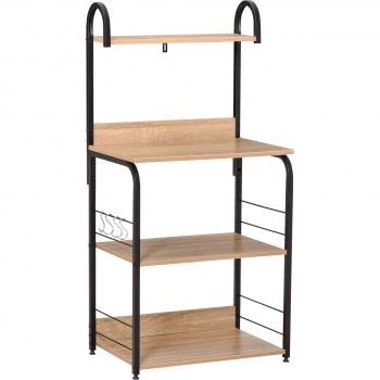 Estante de Cocina Estantería para Microondas con 4 Niveles y Ganchos