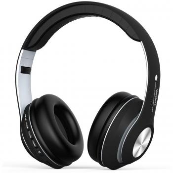 Auriculares Diadema, Cascos Bluetooth Inalambricos Plegable con Micrófono, Auriculare Cerrados Over-Ear, Hi-Fi Sonido Estéreo, Manos Libres, PC, Móviles,Android-Negro