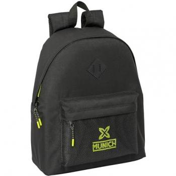 Mochila Escolar Safta Munich Beat - Diseño Ergonómico, Amplio Espacio de Almacenamiento, Bolsillos Multifuncionales, Dimensiones 33x42x15 cm, Color Negro