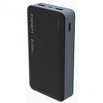 Cygnett CY2099PBCHE - Powerbank de 20000 mAh con 3 Puertos USB, Color Negro