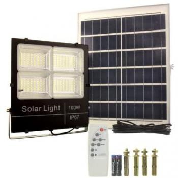 Proyector Solar LED 100W con Panel Separado y Batería de Litio 850 Lúmenes 224 LEDs Iluminación Solar - Jandei
