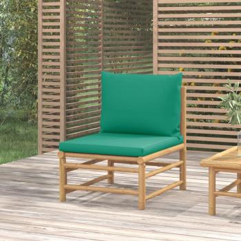 Bamboo Garden Middle Sofa with Green Cushions