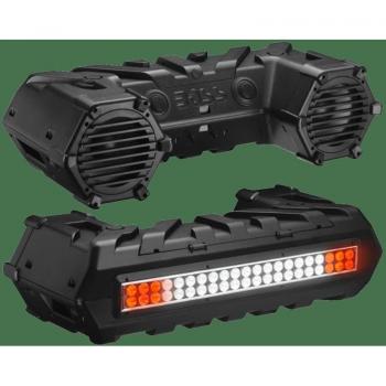 BOSS AUDIO ATVB95LED ATV UTV Weatherproof Sound System with 8 Marine Speakers, Bluetooth, and Dual LED Light Bar
