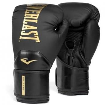 Guantes de boxeo Everlast Elite 2 de cuero artificial, color negro, peso 12 oz