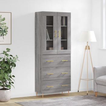 Aparador alto de madera contrachapada gris sonoma 69,5x34x180 cm