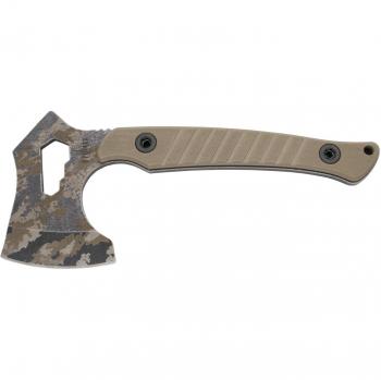 Hacha Third S4000TN Multiusos Outdoor Acero 420 Patrón Camuflaje 20.5 cm Mango G10 Camel con Funda de Nylon