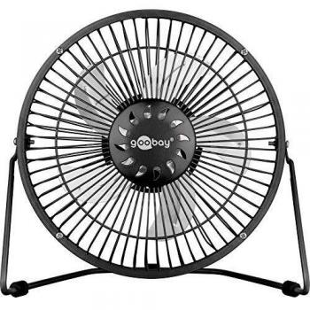 Ventilador USB de Mesa 22 cm Silencioso Retro Metálico con Botón ON/OFF - Negro