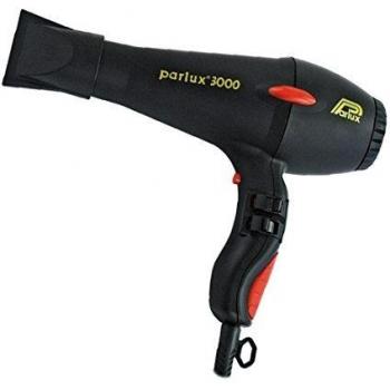 Secador de Pelo Parlux 3000 - Secador Ligero Negro con 4 Niveles de Calor, 2 Velocidades y Botón de Aire Frío, Acabado Antideslizante y Cable de 3