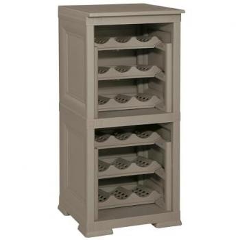 Estantería Modular Omnimodus para 18 Botellas, Wengué, 40x42.5x85.5 cm, Resina Polipropileno