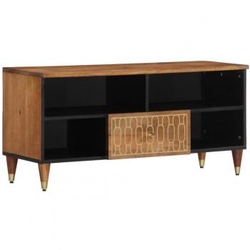 Mueble de TV madera maciza de mango 100x33x46 cm Marrón