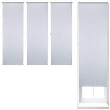 Set 4 Estores Opacos Térmicos Sin Taladro, Cortinas Enrollables 70x210 cm, Blanco, Aluminio-Plástico