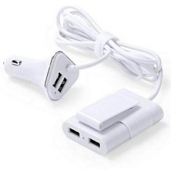 Cargador USB para Coche 4 Puertos 3100 mAh Blanco