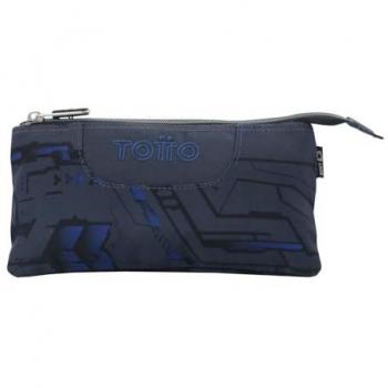 Estuche Escolar 3 Compartimentos TOTTO Modelo Tablero Zolid, Dimensiones 22 x 11 x 3.5 cm, Una Cremallera, Tejido Resistente y Repelente a Líquidos, Estamp
