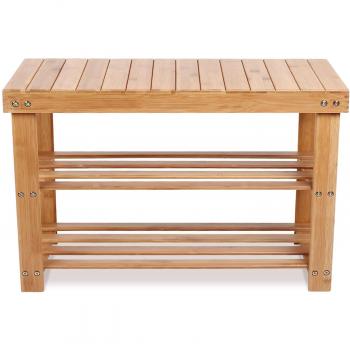 HOMFA Banco Zapatero Bambú Estante para Zapatos 3 Estanterías 70x28x46cm
