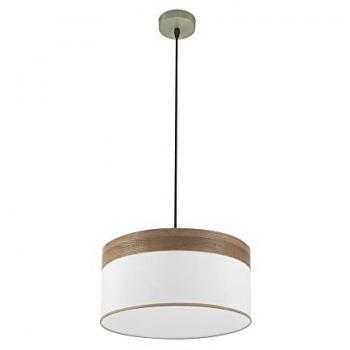 Colgante Cloe 1xe27 Cuero/Blanco-Madera Oscura 40x40 cm